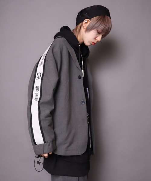 rovtski（ロフトスキー）の「【ビッグシルエット】2019AW EN7TLD JKT TAPE&PRINT/セットアップ テーラードジャケット テープ＆プリント（スウェット・レディース・グレー系その他/ブラック系その他・FREE）」の9枚目の写真