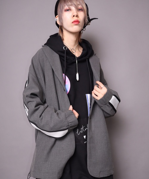 rovtski（ロフトスキー）の「【ビッグシルエット】2019AW EN7TLD JKT TAPE&PRINT/セットアップ テーラードジャケット テープ＆プリント（スウェット・レディース・グレー系その他/ブラック系その他・FREE）」の22枚目の写真
