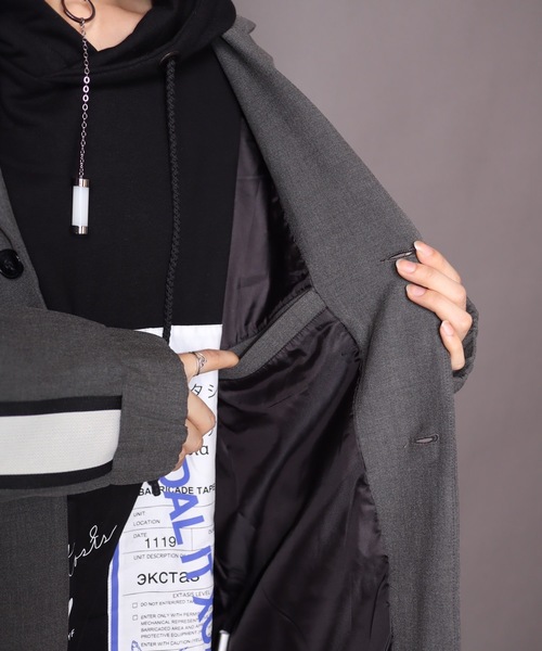 rovtski（ロフトスキー）の「【ビッグシルエット】2019AW EN7TLD JKT TAPE&PRINT/セットアップ テーラードジャケット テープ＆プリント（スウェット・レディース・グレー系その他/ブラック系その他・FREE）」の10枚目の写真