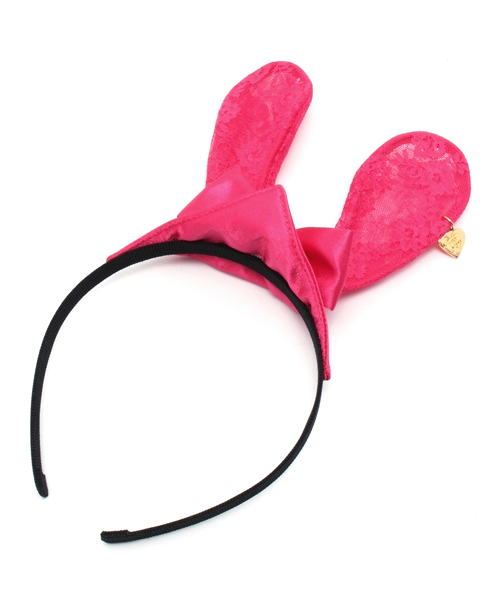 CHUBBYGANG（チャビーギャング）の「レースうさ耳 カチューシャ（カチューシャ・キッズ・ピンク/ブラック・FREE）」の2枚目の写真