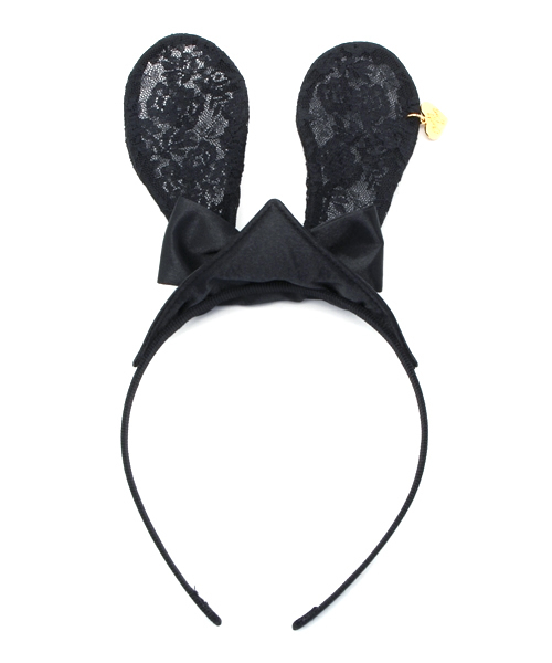 CHUBBYGANG（チャビーギャング）の「レースうさ耳 カチューシャ（カチューシャ・キッズ・ピンク/ブラック・FREE）」の3枚目の写真