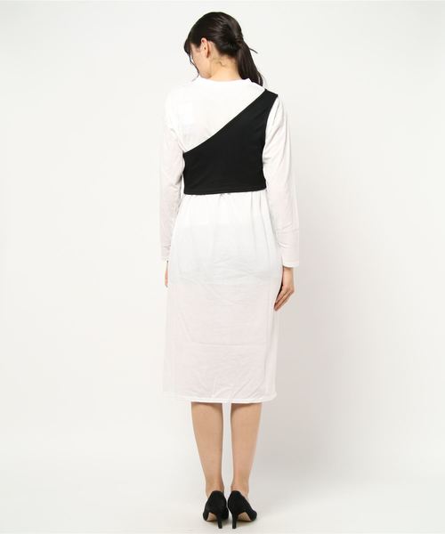 KOBE LETTUCE（コウベレタス）の「［2点セット］カットソーワンピース×ワンショルダービスチェSET（ワンピース・レディース・ベージュ/ブルー/ブラック・FREE）」の4枚目の写真