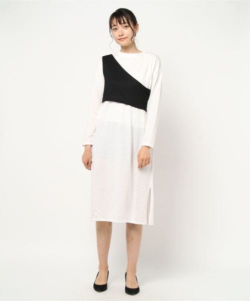 KOBE LETTUCE（コウベレタス）の「［2点セット］カットソーワンピース×ワンショルダービスチェSET（ワンピース・レディース・ベージュ/ブルー/ブラック・FREE）」の14枚目の写真