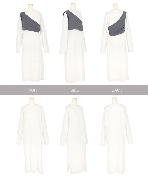 KOBE LETTUCE（コウベレタス）の「［2点セット］カットソーワンピース×ワンショルダービスチェSET（ワンピース・レディース・ベージュ/ブルー/ブラック・FREE）」の12枚目の写真