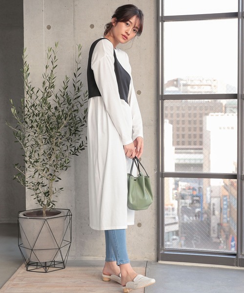 KOBE LETTUCE（コウベレタス）の「［2点セット］カットソーワンピース×ワンショルダービスチェSET（ワンピース・レディース・ベージュ/ブルー/ブラック・FREE）」の10枚目の写真