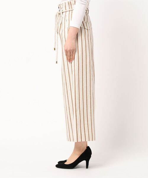 PINKY&DIANNE（ピンキーアンドダイアン）の「ロープベルト付麻混ストライプパンツ（その他パンツ・レディース・ベージュ系その他/ダークネイビー・38/36/40）」の4枚目の写真