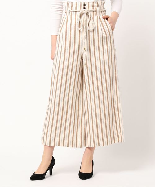 PINKY&DIANNE（ピンキーアンドダイアン）の「ロープベルト付麻混ストライプパンツ（その他パンツ・レディース・ベージュ系その他/ダークネイビー・38/36/40）」の5枚目の写真