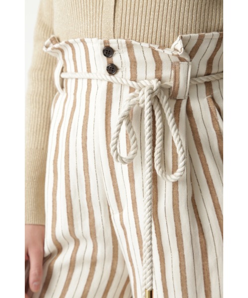 PINKY&DIANNE（ピンキーアンドダイアン）の「ロープベルト付麻混ストライプパンツ（その他パンツ・レディース・ベージュ系その他/ダークネイビー・38/36/40）」の15枚目の写真