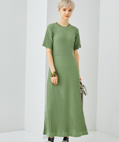 STUDIOUS（ステュディオス）の「【STUDIOUS】リブアレンジニットワンピース（ワンピース・レディース・ダークブラウン/ベージュ/グリーン・FREE）」の11枚目の写真