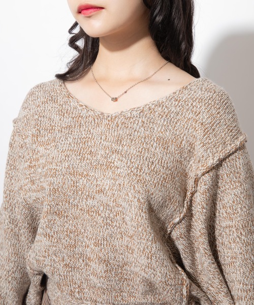 Mysa&Liina（ミーサリーナ）の「ミックスヤーンデザインプルオーバー（ニット/セーター・レディース・オフホワイト/カーキ・M）」の3枚目の写真