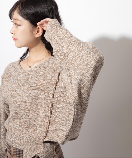 Mysa&Liina（ミーサリーナ）の「ミックスヤーンデザインプルオーバー（ニット/セーター・レディース・オフホワイト/カーキ・M）」の6枚目の写真