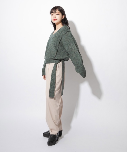 Mysa&Liina（ミーサリーナ）の「ミックスヤーンデザインプルオーバー（ニット/セーター・レディース・オフホワイト/カーキ・M）」の14枚目の写真