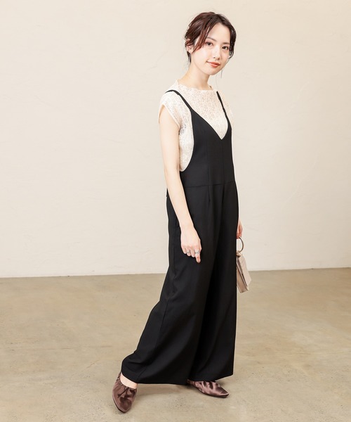 natural couture（ナチュラルクチュール）の「大人シンプル2WAYサロペット（サロペット/オーバーオール・レディース・ブラック/ベージュ/ライトベージュ/ブルー系その他・FREE）」の2枚目の写真