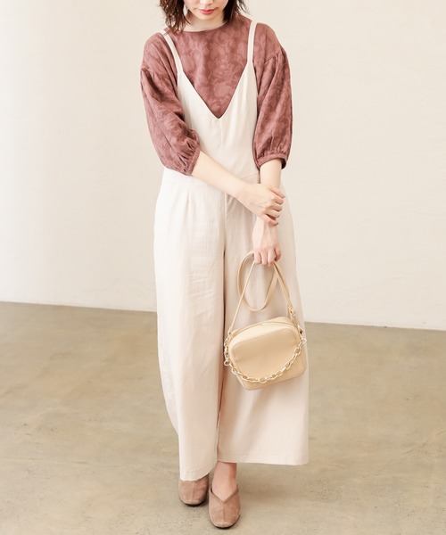 natural couture（ナチュラルクチュール）の「大人シンプル2WAYサロペット（サロペット/オーバーオール・レディース・ブラック/ベージュ/ライトベージュ/ブルー系その他・FREE）」の9枚目の写真