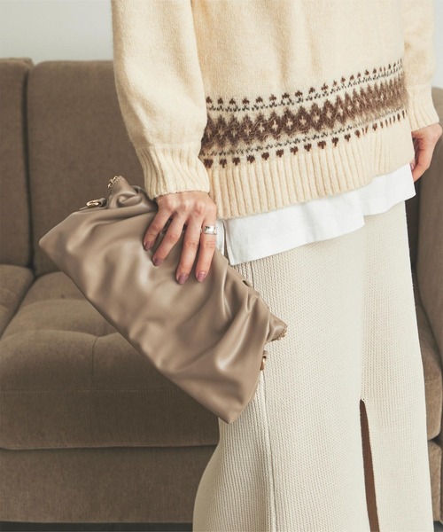 titivate（ティティベイト）の「2wayギャザークラッチバッグ（クラッチバッグ・レディース・ベージュ/ブラウン/ブラック・FREE）」の14枚目の写真