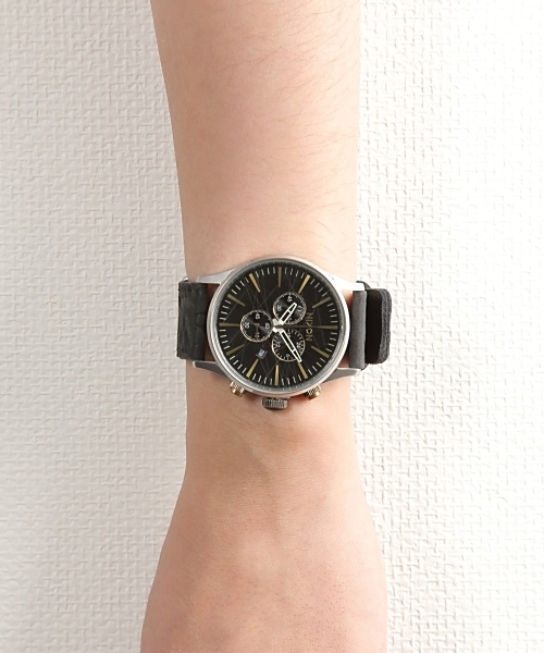 NIXON（ニクソン）の「THE SENTRY CHRONO　LEATHER（アナログ腕時計・メンズ・ブラウン/ブラウン系その他/グレー/ブルー/ブラック系その他/その他/その他2/ブラック・FREE）」の3枚目の写真