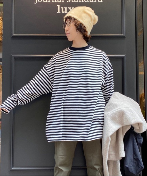 ジャーナルスタンダードラックス　ボーダーテンジククルーネックBigプルオーバー ボーダーテンジク クルーネック-Big-プルオーバー（Tシャツ