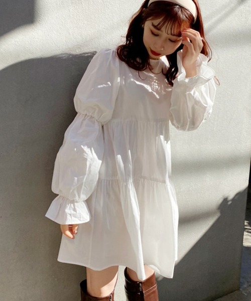 one after another NICE CLAUP（ワンアフターアナザーナイスクラップ）の「【Web限定】袖コンシャスチュニック（チュニック・レディース・ブラック/オフホワイト/サックスブルー/アイボリー・FREE）」の2枚目の写真