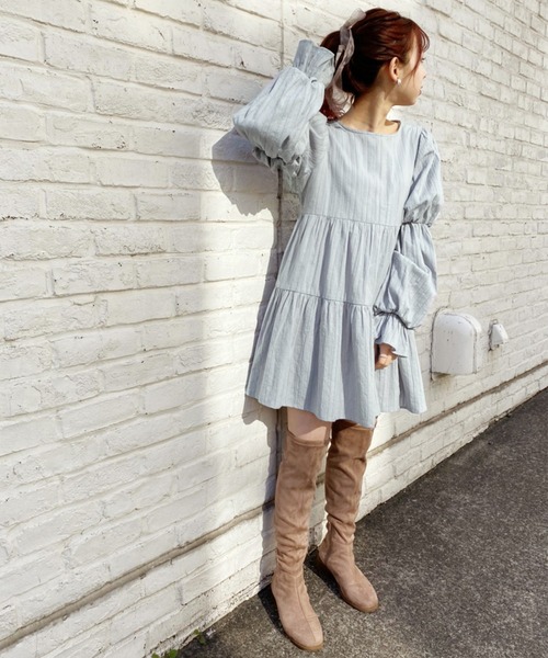 one after another NICE CLAUP（ワンアフターアナザーナイスクラップ）の「【Web限定】袖コンシャスチュニック（チュニック・レディース・ブラック/オフホワイト/サックスブルー/アイボリー・FREE）」の17枚目の写真