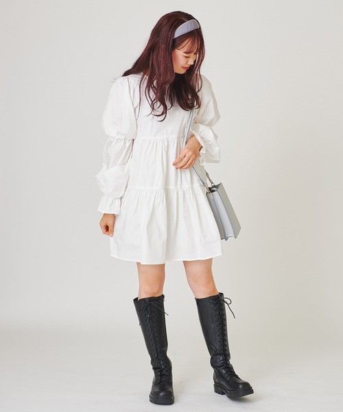 one after another NICE CLAUP（ワンアフターアナザーナイスクラップ）の「【Web限定】袖コンシャスチュニック（チュニック・レディース・ブラック/オフホワイト/サックスブルー/アイボリー・FREE）」の18枚目の写真