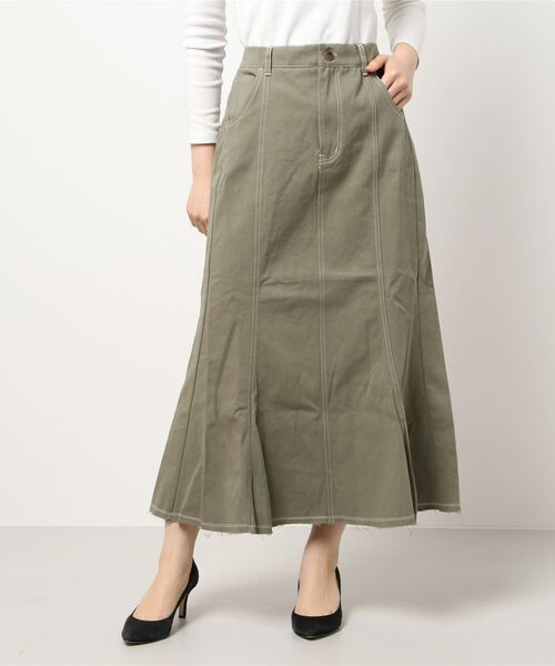 and R（アンドアール）の「ツイルマーメイドスカート（スカート・レディース・カーキ・FREE）」の5枚目の写真