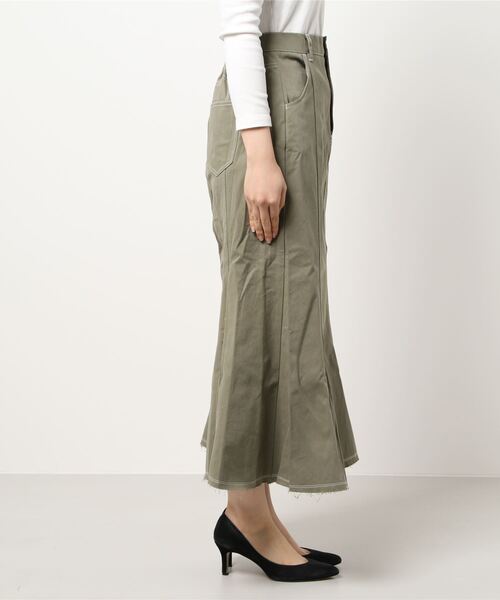and R（アンドアール）の「ツイルマーメイドスカート（スカート・レディース・カーキ・FREE）」の3枚目の写真
