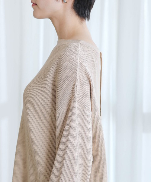 Bou Jeloud（ブージュルード）の「２ｗａｙワッフルチュニック（Tシャツ/カットソー・レディース・チャコールグレー/ラベンダー/オフホワイト/ベージュ・FREE）」の8枚目の写真