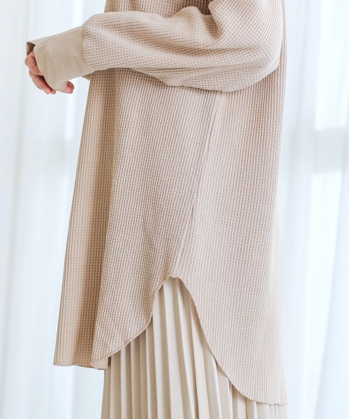 Bou Jeloud（ブージュルード）の「２ｗａｙワッフルチュニック（Tシャツ/カットソー・レディース・チャコールグレー/ラベンダー/オフホワイト/ベージュ・FREE）」の9枚目の写真