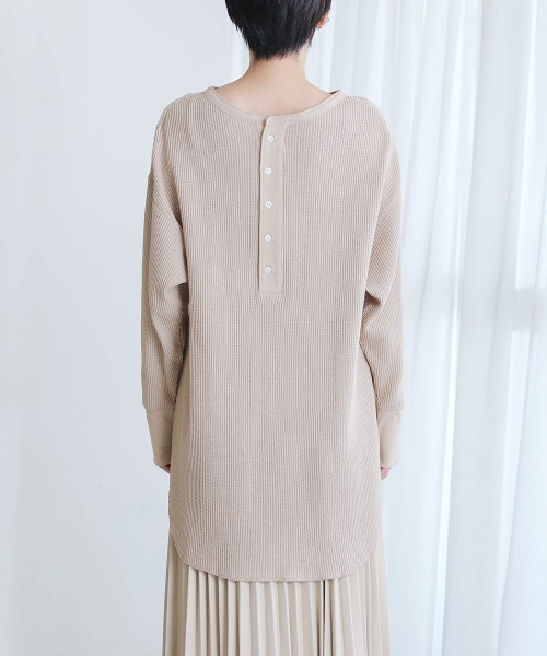 Bou Jeloud（ブージュルード）の「２ｗａｙワッフルチュニック（Tシャツ/カットソー・レディース・チャコールグレー/ラベンダー/オフホワイト/ベージュ・FREE）」の10枚目の写真