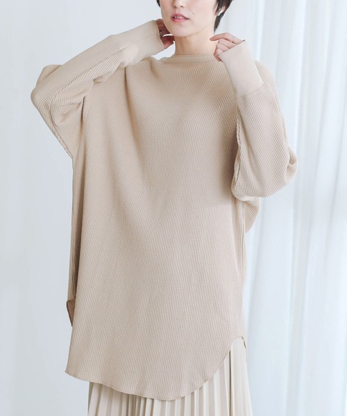 Bou Jeloud（ブージュルード）の「２ｗａｙワッフルチュニック（Tシャツ/カットソー・レディース・チャコールグレー/ラベンダー/オフホワイト/ベージュ・FREE）」の11枚目の写真