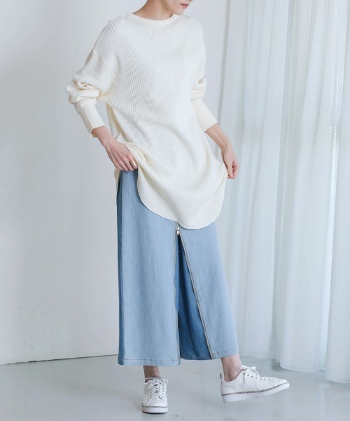 Bou Jeloud（ブージュルード）の「２ｗａｙワッフルチュニック（Tシャツ/カットソー・レディース・チャコールグレー/ラベンダー/オフホワイト/ベージュ・FREE）」の13枚目の写真