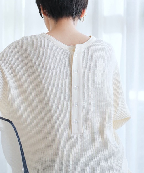 Bou Jeloud（ブージュルード）の「２ｗａｙワッフルチュニック（Tシャツ/カットソー・レディース・チャコールグレー/ラベンダー/オフホワイト/ベージュ・FREE）」の18枚目の写真