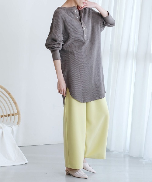 Bou Jeloud（ブージュルード）の「２ｗａｙワッフルチュニック（Tシャツ/カットソー・レディース・チャコールグレー/ラベンダー/オフホワイト/ベージュ・FREE）」の19枚目の写真