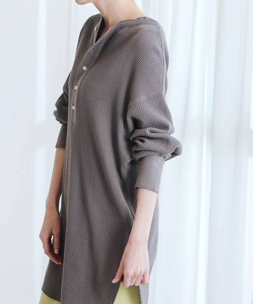 Bou Jeloud（ブージュルード）の「２ｗａｙワッフルチュニック（Tシャツ/カットソー・レディース・チャコールグレー/ラベンダー/オフホワイト/ベージュ・FREE）」の20枚目の写真