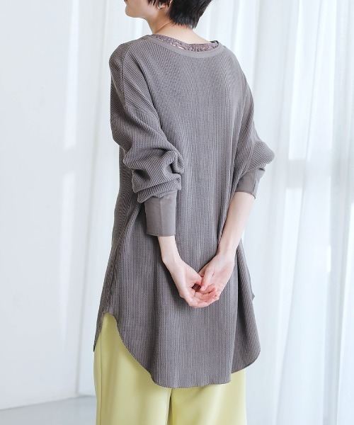 Bou Jeloud（ブージュルード）の「２ｗａｙワッフルチュニック（Tシャツ/カットソー・レディース・チャコールグレー/ラベンダー/オフホワイト/ベージュ・FREE）」の21枚目の写真