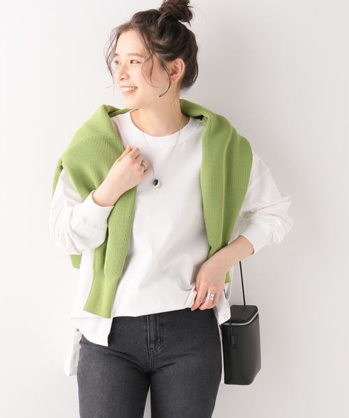 Simplicite（サンプリシテ）の「60/テンジクサイドドットロンTee（Tシャツ/カットソー・レディース・ホワイト/チャコールグレー/アイボリー・FREE）」の2枚目の写真