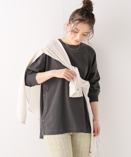 Simplicite（サンプリシテ）の「60/テンジクサイドドットロンTee（Tシャツ/カットソー・レディース・ホワイト/チャコールグレー/アイボリー・FREE）」の3枚目の写真