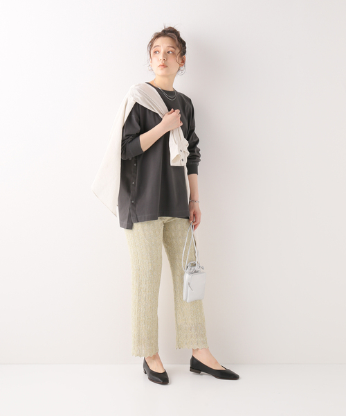 Simplicite（サンプリシテ）の「60/テンジクサイドドットロンTee（Tシャツ/カットソー・レディース・ホワイト/チャコールグレー/アイボリー・FREE）」の5枚目の写真