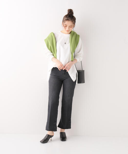 Simplicite（サンプリシテ）の「60/テンジクサイドドットロンTee（Tシャツ/カットソー・レディース・ホワイト/チャコールグレー/アイボリー・FREE）」の6枚目の写真