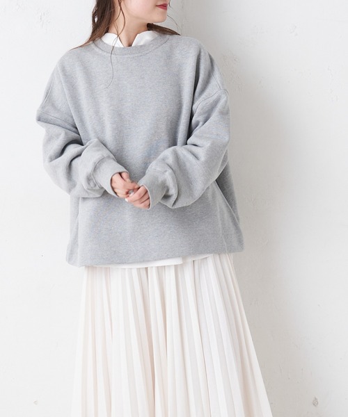 PUAL CE CIN(ピュアルセシン)の「【WEB限定】ヘビーウェイトスウェット 2WAY カーディガン(カーディガン/ボレロ・レディース・サックスブルー/アイボリー/トップグレー/チャコール・FREE)」の1枚目の写真