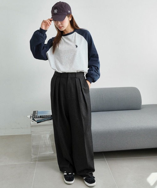 U.S. POLO ASSN.（ユーエスポロアッスン）の「∴WEGO/【大好評により26春再入荷！】U.S. POLO ASSN.別注だぼそでカラーロンT（Tシャツ/カットソー・レディース・スミクロ/ダークグリーン/その他1/その他2/ブルー/ホワイト/グリーン系その他5/オートミール/その他3/ホワイト系その他5/ベージュ系その他5/その他4・FREE）」の22枚目の写真