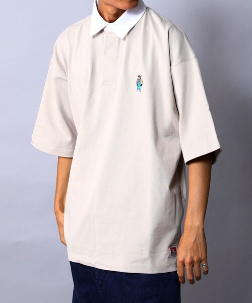 FREAK'S STORE（フリークスストア）の「WEB限定 BEN DAVIS×FREAK'S STORE/ベンデイビス 別注 ビッグシルエット SSラガーシャツ/オーバーサイズ（Tシャツ/カットソー・メンズ・ホワイト/ブラック/ベージュ/ブルーグリーン・SMALL/MEDIUM/LARGE/X-LARGE）」の3枚目の写真