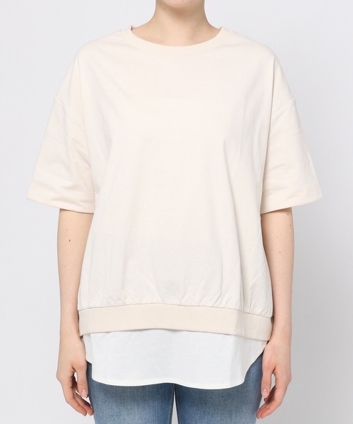 GLOBAL WORK(グローバルワーク)の「USAコットン裾フェイクプルオーバー/942540(Tシャツ/カットソー・レディース・アイボリー/ブラック/ライトベージュ/サックスブルー/グリーン・MEDIUM/LARGE)」の16枚目の写真