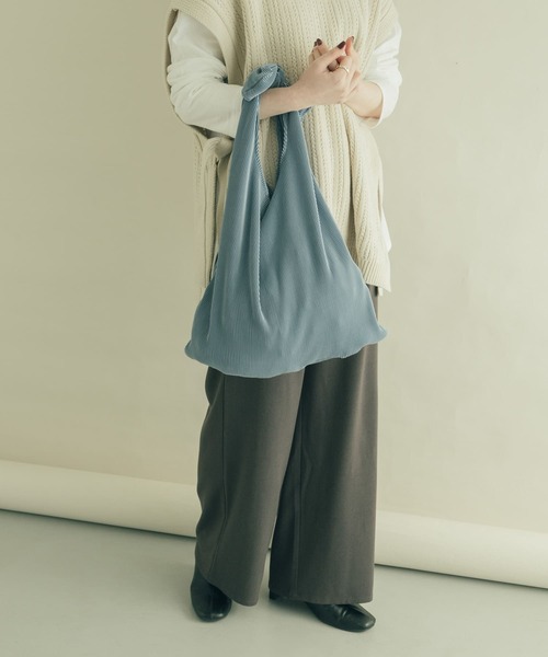 SMELLY（スメリー）の「2WAYプリーツバッグ（エコバッグ/サブバッグ・レディース・ブルー/グレー/ブラウン・-）」の4枚目の写真