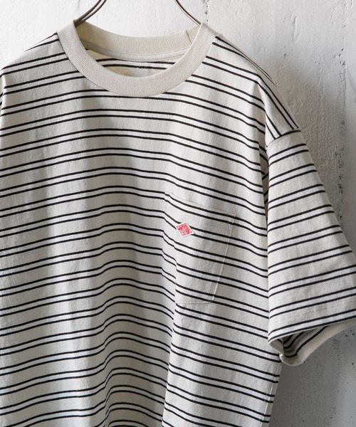 DANTON(ダントン)の「DANTON クルーネック半袖ボーダーポケットTシャツ(Tシャツ/カットソー・メンズ・ホワイト系その他/ブルー系その他/ブラウン系その他・42/40/38)」の2枚目の写真