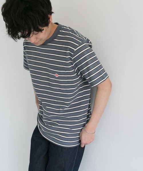 DANTON(ダントン)の「DANTON クルーネック半袖ボーダーポケットTシャツ(Tシャツ/カットソー・メンズ・ホワイト系その他/ブルー系その他/ブラウン系その他・42/40/38)」の5枚目の写真