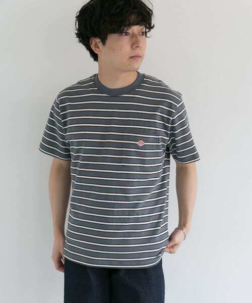 DANTON(ダントン)の「DANTON クルーネック半袖ボーダーポケットTシャツ(Tシャツ/カットソー・メンズ・ホワイト系その他/ブルー系その他/ブラウン系その他・42/40/38)」の6枚目の写真