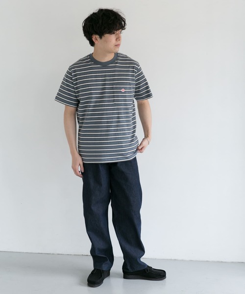 DANTON(ダントン)の「DANTON クルーネック半袖ボーダーポケットTシャツ(Tシャツ/カットソー・メンズ・ホワイト系その他/ブルー系その他/ブラウン系その他・42/40/38)」の7枚目の写真