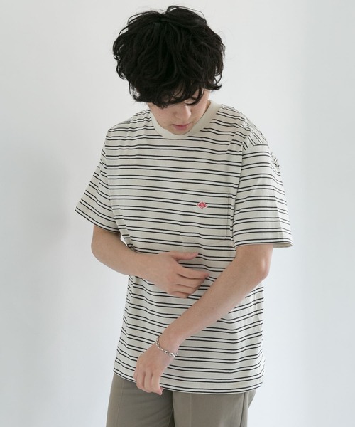 DANTON(ダントン)の「DANTON クルーネック半袖ボーダーポケットTシャツ(Tシャツ/カットソー・メンズ・ホワイト系その他/ブルー系その他/ブラウン系その他・42/40/38)」の11枚目の写真