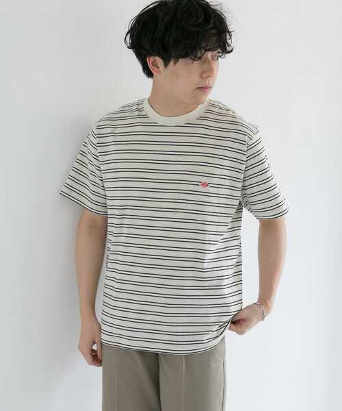 DANTON(ダントン)の「DANTON クルーネック半袖ボーダーポケットTシャツ(Tシャツ/カットソー・メンズ・ホワイト系その他/ブルー系その他/ブラウン系その他・42/40/38)」の12枚目の写真